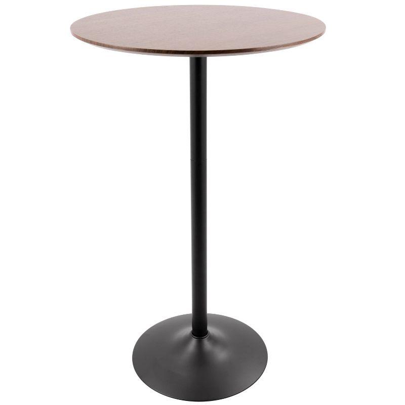 Mid-Century Modern Round Bar Height Table in Walnut and Black