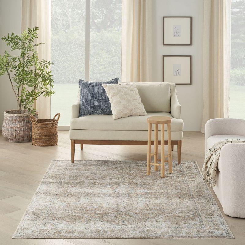 Nourison Astra Machine Washable Vintage Medallion Indoor Rug Beige 4' x 6'