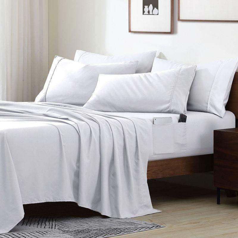 Cathay Home, Inc 1800 Series Smart Storage Pocket Microfiber Sheet Set