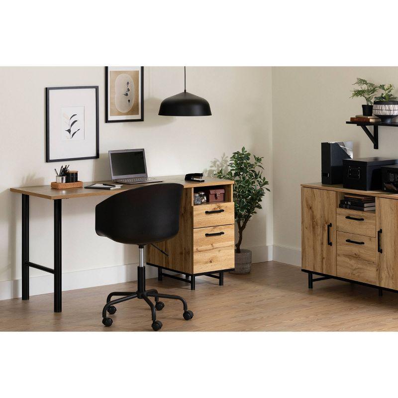 South Shore Melamine Desk Nordik Oak: Laminated Workstation with Storage, Adult Assembly