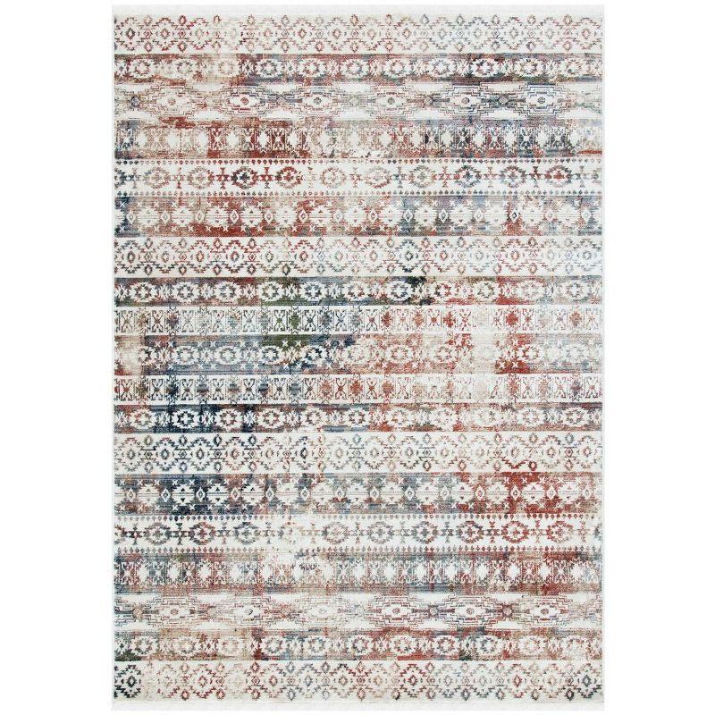 Elegant Ivory Oriental 4' x 6' Synthetic Area Rug