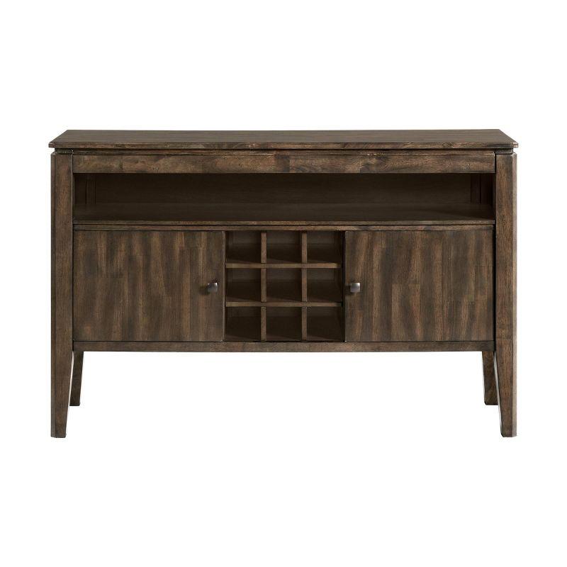 Transitional Brushed Mango 54" Sideboard with Wine Rack in Brown