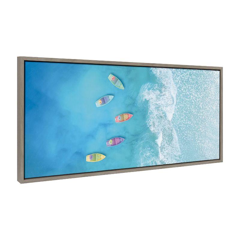 18" x 40" Sylvie Tropical Escape by The Creative Bunch Studio Framed Wall Canvas Gray - Kate & Laurel All Things Decor