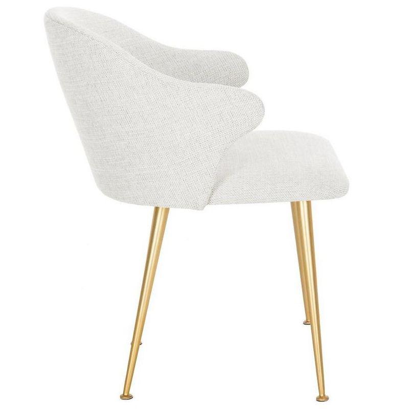 Edmond Transitional Linen Blend Light Grey Arm Chair with Gold Capped Legs