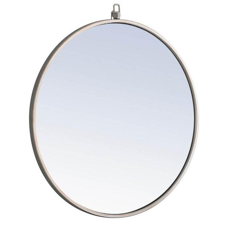Elegant Lighting Metal frame Round Mirror with decorative hook 24 inch Silver finish