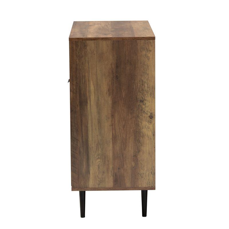 Baxton Studio Baylah Mid-Century Modern Natural Brown Finished Wood and Black Metal 2-Door Sideboard