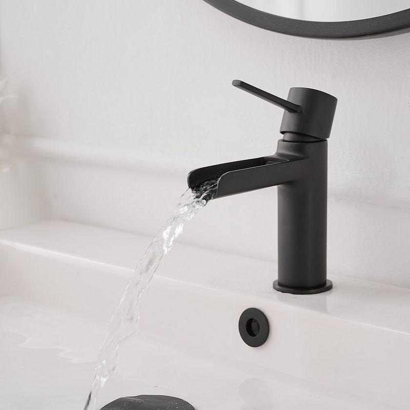 BWE Waterfall Single Handle Single Hole Bathroom Faucet Bathroom Drip-Free Vanity RV Sink Faucet