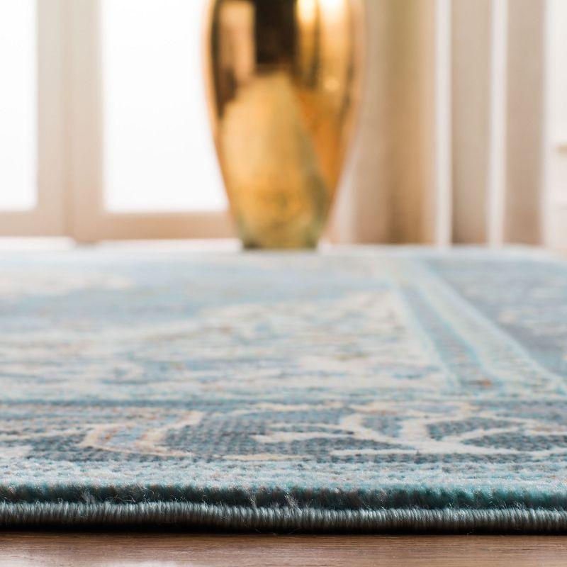 Luxor Turquoise and Beige Hand-Knotted Runner Rug