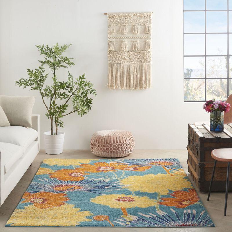 Nourison Allur Oversized Flowers Indoor Area Rug Turquoise Multicolor 4' x 6'