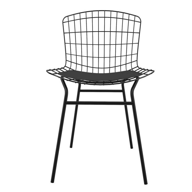 Madeline Black Metal Side Chair with Cushion