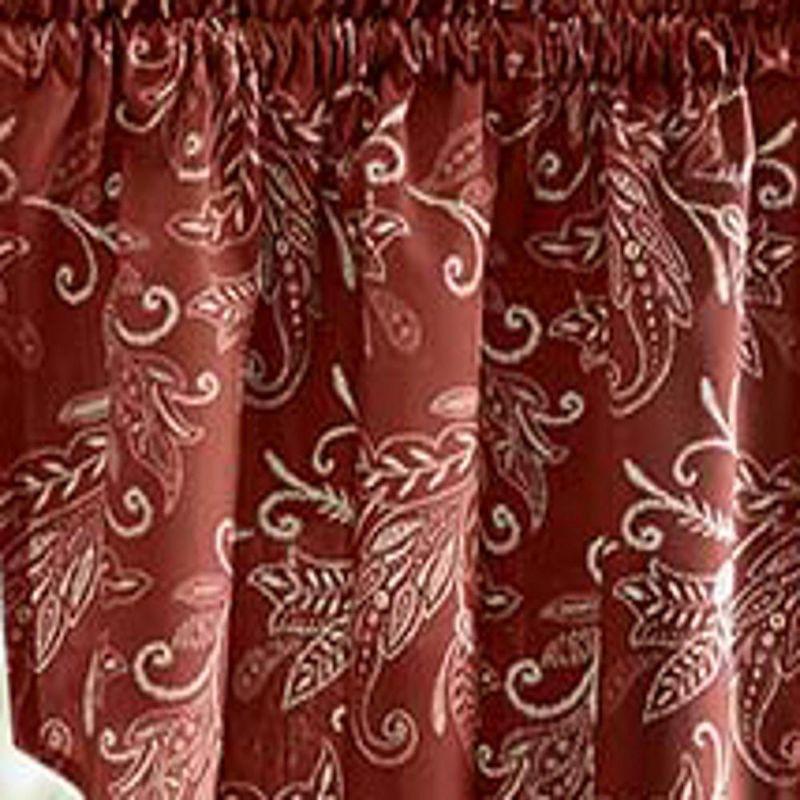 Ellis Curtain Lexington Leaf Pattern on Colored Ground Tailored Swags 56"x36" Brick