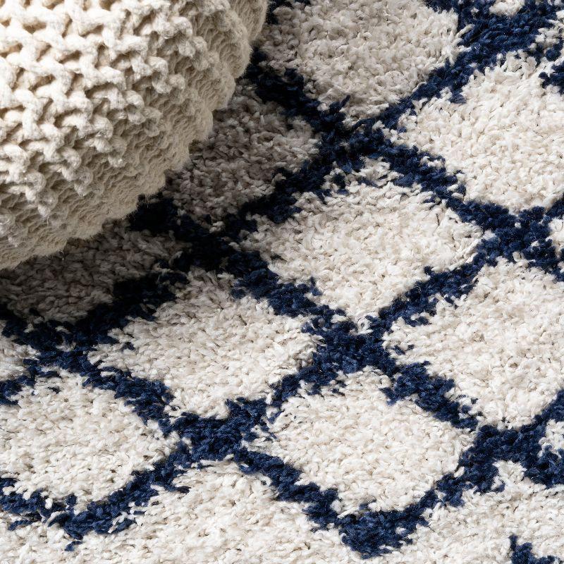 3'x5' Sineu Moroccan Diamond Shag Area Rug, Beige/Navy - JONATHAN Y