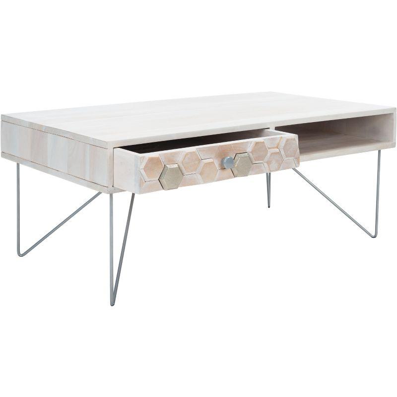 Luxurious Honeycomb Carved Coffee Table with Silver Hairpin Legs