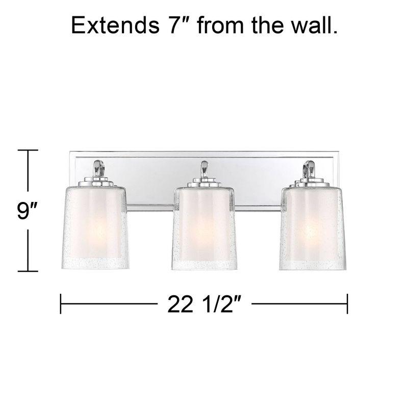 Possini Euro Design Mabelle Modern Wall Light Chrome Hardwire 22 1/2" 3-Light Fixture Clear Frosted Double Glass Shade for Bedroom Bathroom Vanity