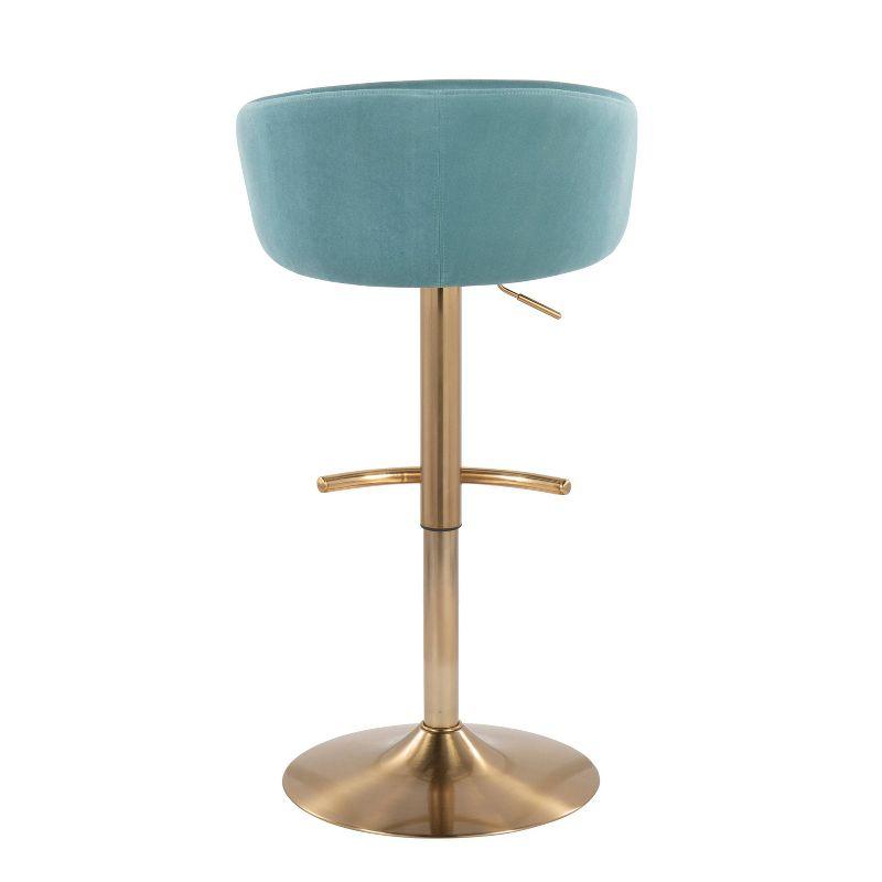 Set of 2 Claire Velvet/Steel Barstools Gold/Light Blue - LumiSource