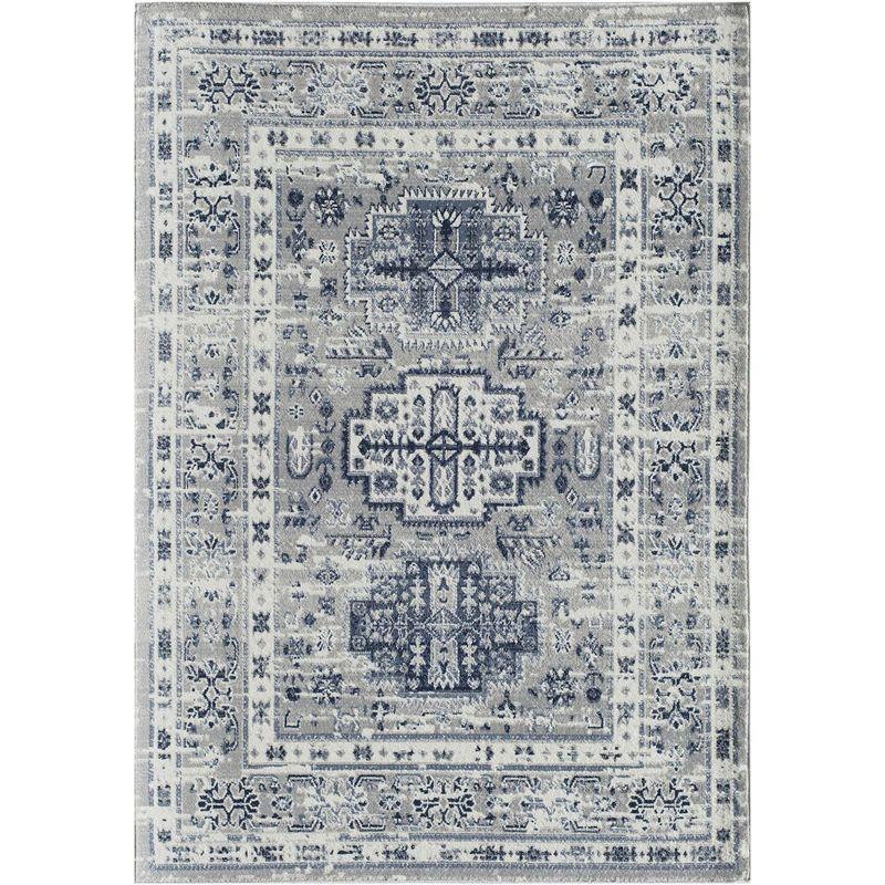 Rugs America Gallagher GL55F Inky Sundara Vintage Transitional Blue Area Rug for Dining Room Rug Neutral Rug Living Room Rug Kitchen, 5'3"x7'