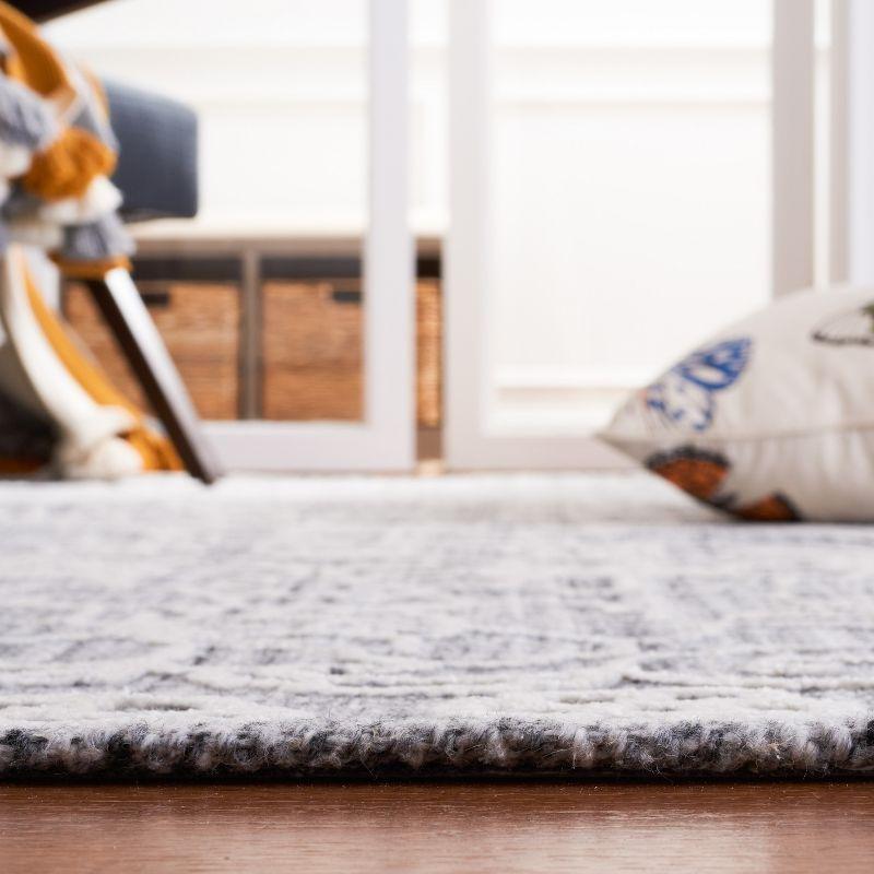 Handmade Dark Grey/Ivory Tufted Rectangular 4' x 6' Viscose Rug