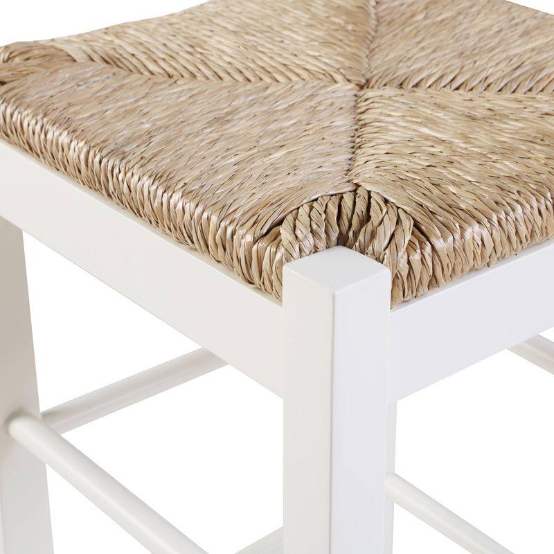 29" Rush Seat Hardwood Barstool White - Boraam: Solid Frame, Double Stretcher Bars, Handwoven Seat