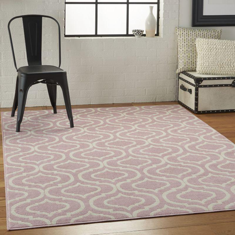 Nourison Jubilant 6' x 9' Pink Indoor Area Rug Moroccan Casual Trellis by Nourison