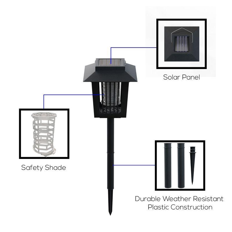 Black Solar Powered Outdoor Mosquito and Insect Bug Zapper