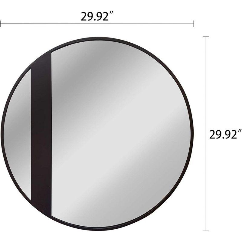 Chloe Lighting Reflection Black Finish Round Framed Wall Mirror 30 Inch Height