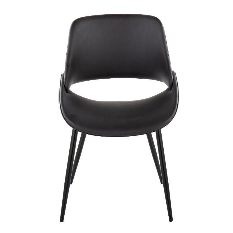 Set of 2 Fabrico Dining Chairs Black - LumiSource: Upholstered, Metal Legs, Faux Leather, Contemporary Style