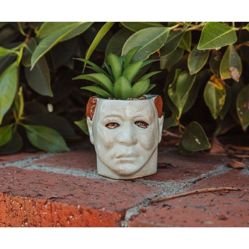 Silver Buffalo Halloween Michael Myers 3-Inch Ceramic Mini Planter With Artificial Succulent