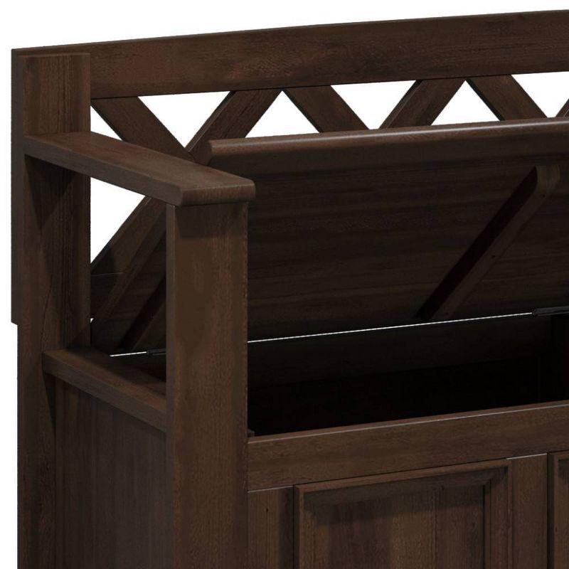 WyndenHall 48" Wide Halifax Transitional Solid Wood Entryway Storage Bench Natural Aged Brown: Solid Wood, Flip Lid, Dual Compartment