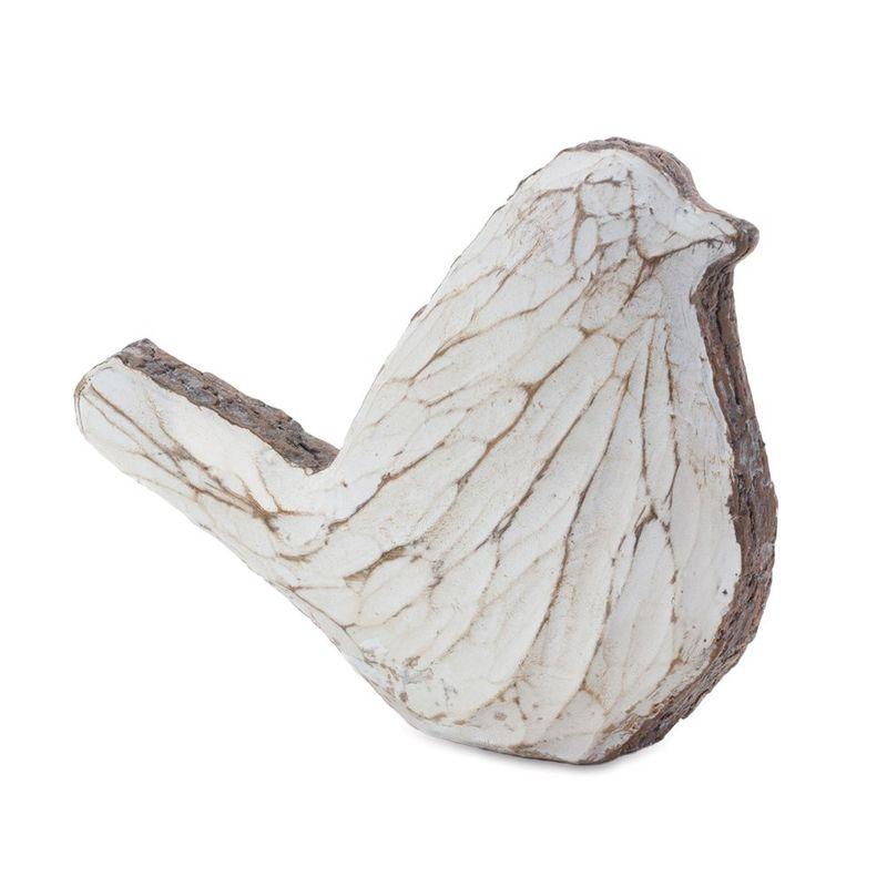 White and Beige Resin Carved Bird Figurines Set