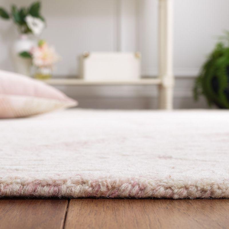 Hand-Tufted Wool Area Rug in Pink and Ivory - 5' x 8' Rectangular