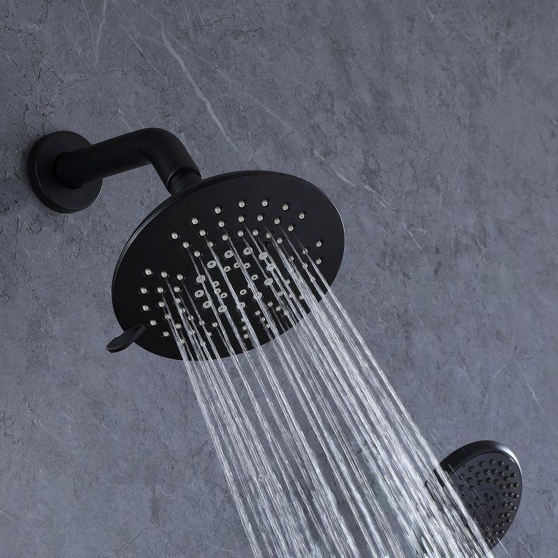 BWE Single-Handle 2-Spray Round High Pressure Shower Faucet in Matte Black (Valve Included)