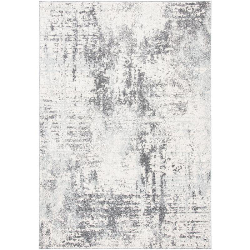 Ivory Charcoal Boho-Chic Hand-Knotted Synthetic Area Rug 9' x 12'