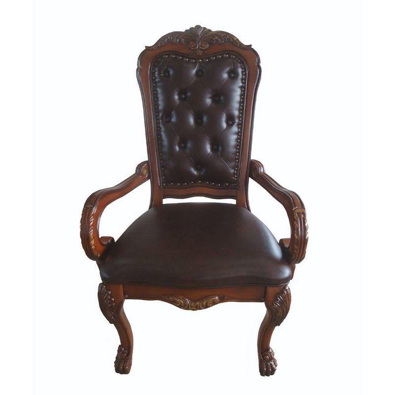 Acme Furniture 21" Dresden Accent Chair PU Cherry Oak: Leather Upholstery, Wood Frame, No Assembly Required