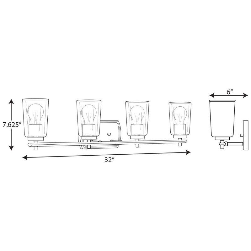 Progress Lighting Adley 4-Light Bath Vanity in Polished Nickel with Clear Glass Shades