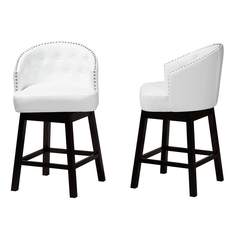 2pc Theron Faux Leather and Wood Swivel Counter Stool Set - Baxton Studio