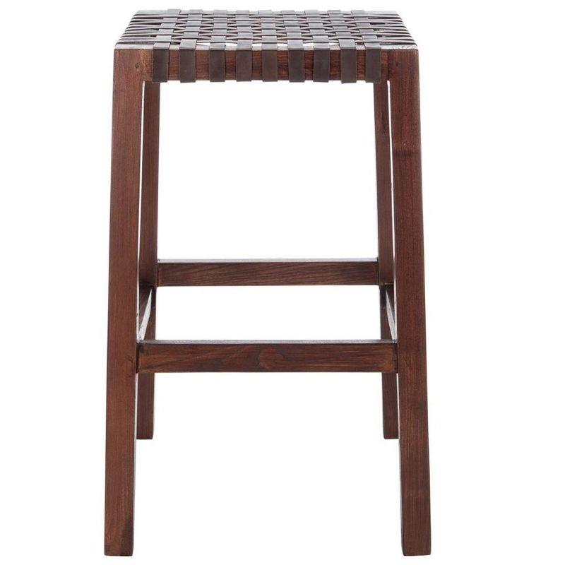 Capri 20'' Transitional Backless Brown Leather Wood Counter Stool