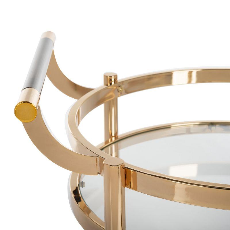 Sienna 2 Tier Round Bar Cart - BCT8001B - Gold/Glass - Safavieh