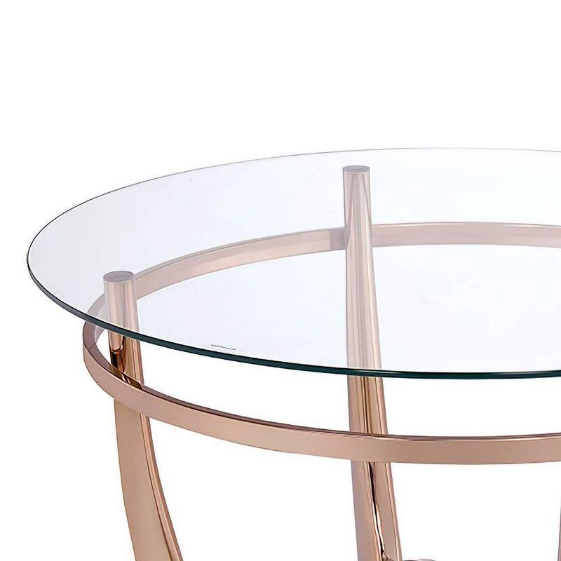 35" Orlando Li Coffee Table Champagne/Clear Glass - Acme Furniture