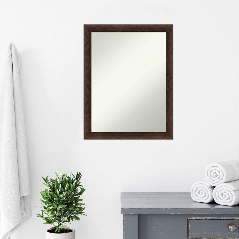 21"x27" Non-Beveled Narrow Wood Bathroom Wall Mirror Warm Walnut - Amanti Art: Modern Rectangular Vanity, Wall Mounted, Includes Hardware