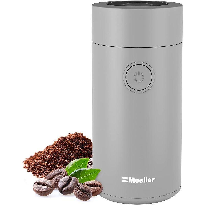 Mueller Gray Electric Coffee Grinder with Stainless Steel Blade