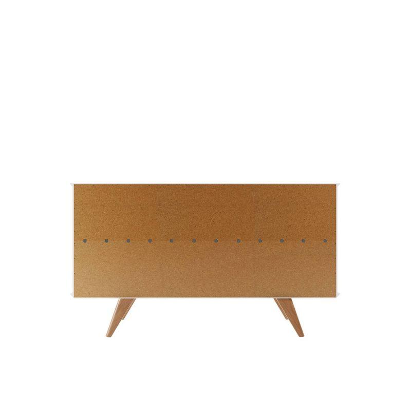 Manhattan Comfort 53.15" Tudor 4 Shelf Sideboard White/Cream : Mid-Century Buffet Server, MDF Storage Cabinet