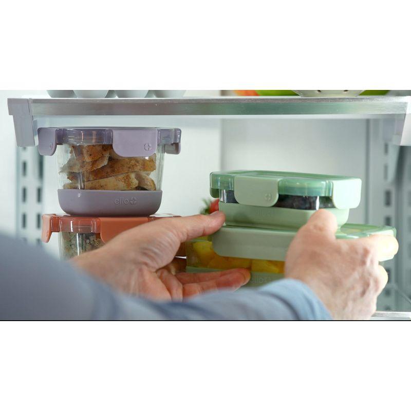 Ello 4pc 2c Glass Refresh Round Food Storage Container Set Purple: Oven, Microwave & Dishwasher Safe, Lifetime Warranty