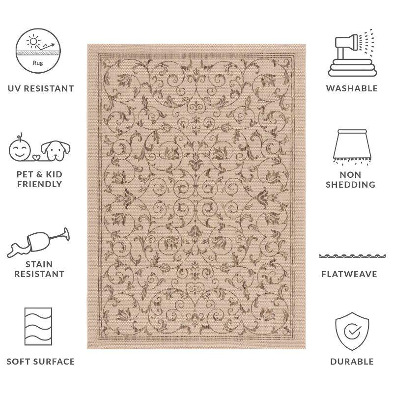 Courtyard CY2098 UV & Stain Resistant Non-Shedding Power Loomed Indoor/Outdoor Accent Rug - Natural/Brown - 2'7"x5' - Safavieh