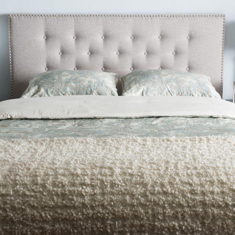 Queen Windsor Modern and Contemporary Fabric Upholstered Headboard Beige - Baxton Studio: Durable Polyester, Nailhead Trim