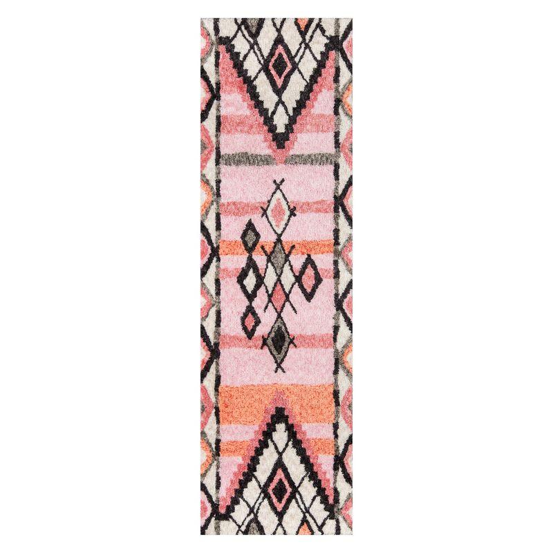 2'3"x8' Shapes Tufted Runner Rug Pink - Momeni: Modern Handmade Hallway Rug, Polyester, Medium Pile, Indoor Use