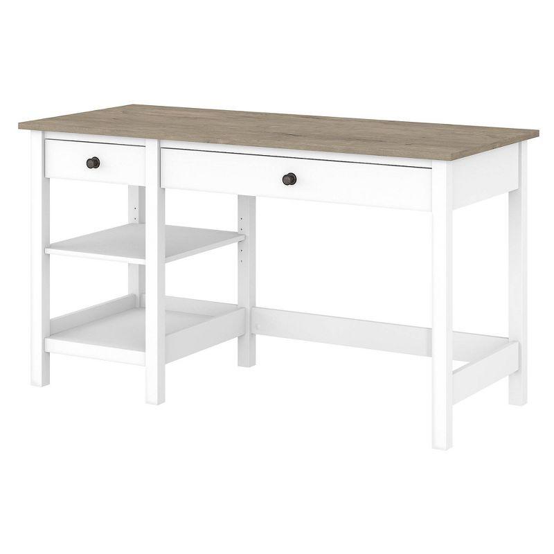 54-Inch Shiplap Gray and Pure White Wood Desk with Drawers