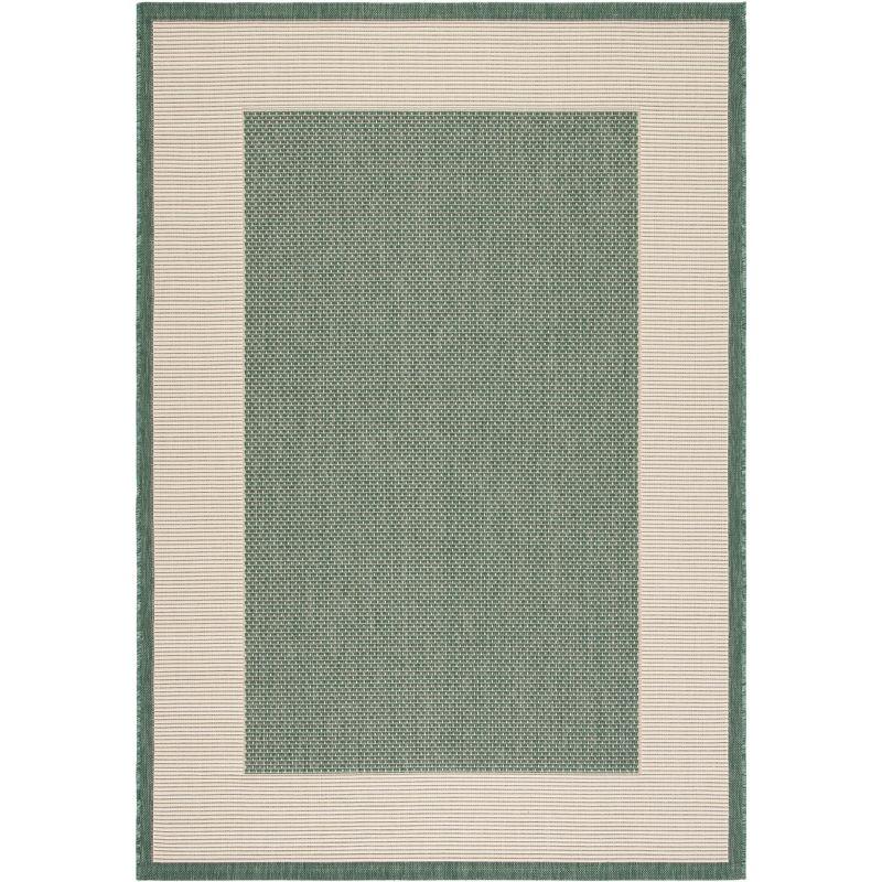 Dark Green and Beige Rectangular Reversible Synthetic Area Rug