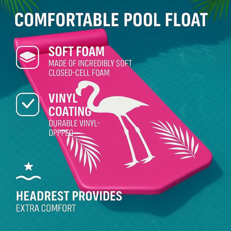 Vandue California Sun Deluxe Oversized Unsinkable Foam Cushion Pool Float (Pink Flamingo)