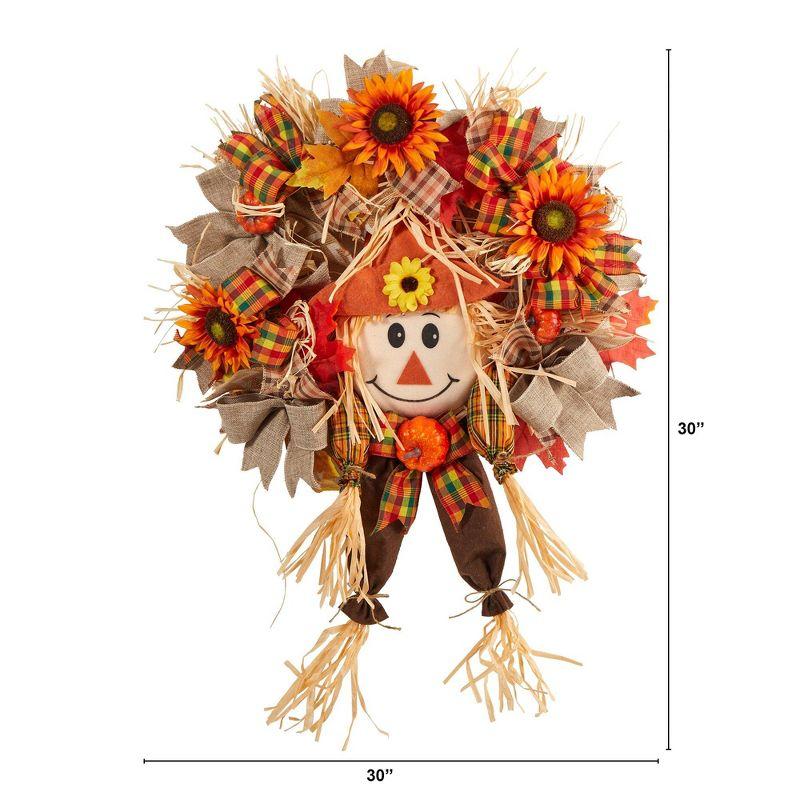 30-Inch Fall Artificial Wreath with Sunflowers and Pumpkins