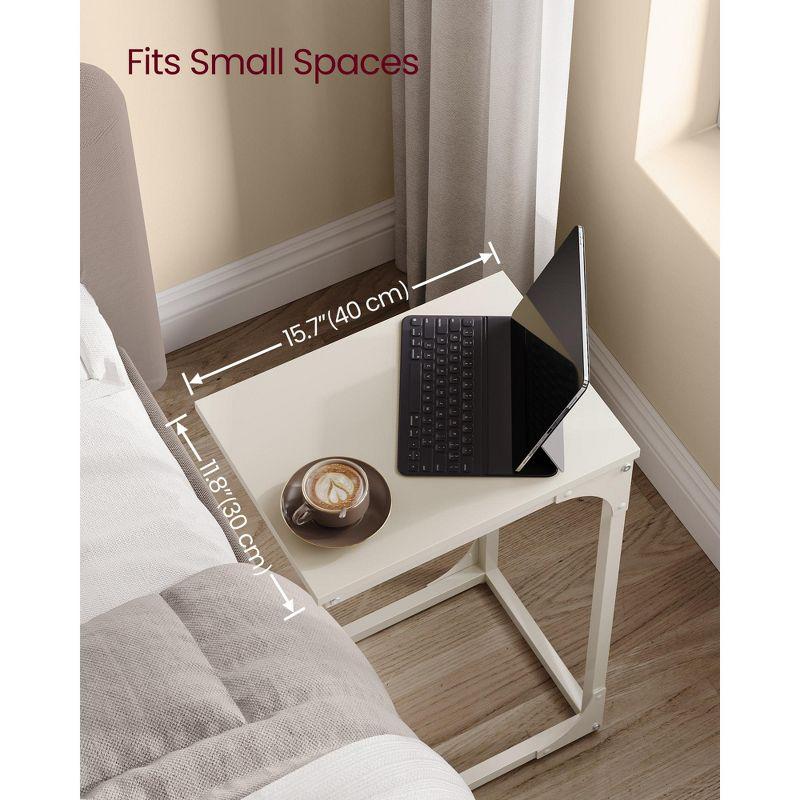 VASAGLE C-Shaped End Table, Small Side Table for Couch, Sofa Table with Metal Frame, Cream White